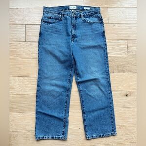 Frame Denim The Hang Straight Cropped Blue Jeans